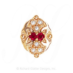 GS528 R/PL - 14 Karat Gold Slide with Ruby center and Pearl accents 